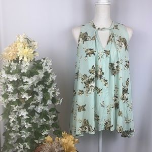 Free people Teal floral small tunic top